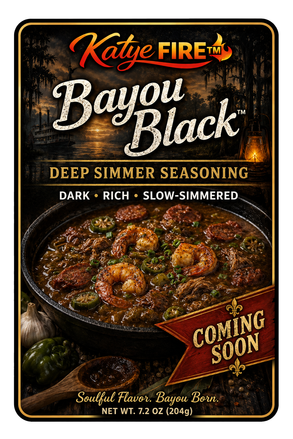 Bayou Black coming soon label